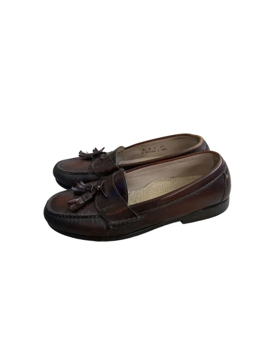 COLE HAAN City Men’s Vintage Brown Burgundy Leather Tassle Loafers Dress Shoes S